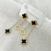 Exclusive Double Layer Clover Drop Earrings (Black & White)