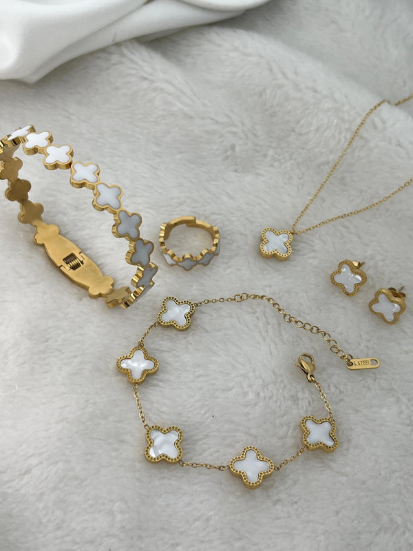 Stainless Steel Clover Loop 5 Pcs Combo Deal (Black and White)