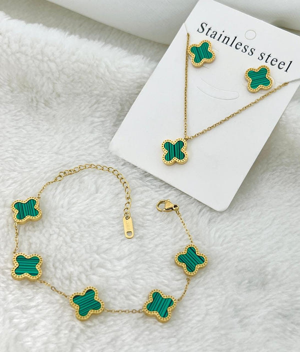 Stainless Steel Green Clover Combo Deal