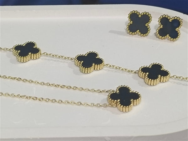 Luxe Black Double Sided Clover Set 3Pcs