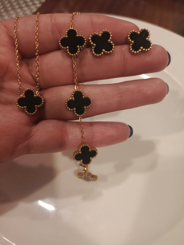 Luxe Black Double Sided Clover Set 3Pcs