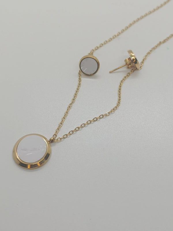 Fashion Simple Exquisite Round White Enamel Stainless Steel Necklace for Women's Party Jewelry Gift