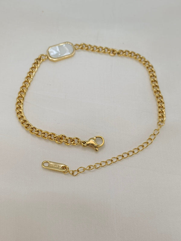 Premium Finish Stainless Steel Chain Bracelet (Black and Pearl White)