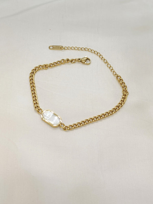 Premium Finish Stainless Steel Chain Bracelet (Black and Pearl White)