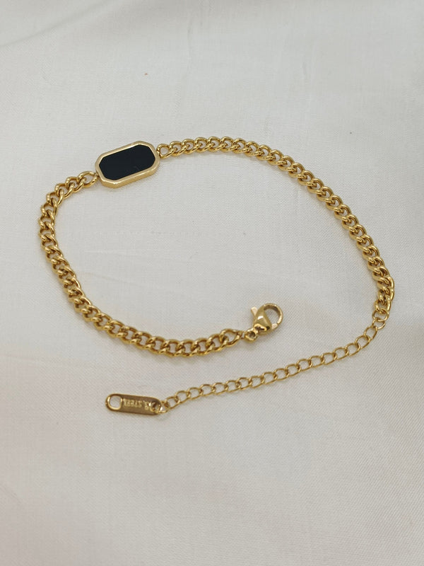 Premium Finish Stainless Steel Chain Bracelet (Black and Pearl White)