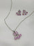 Premium Quality Sterling Silver Zircon Pink Pendant Necklace Set