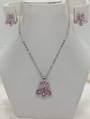 Premium Quality Sterling Silver Pink Zircon Pendant Necklace Set