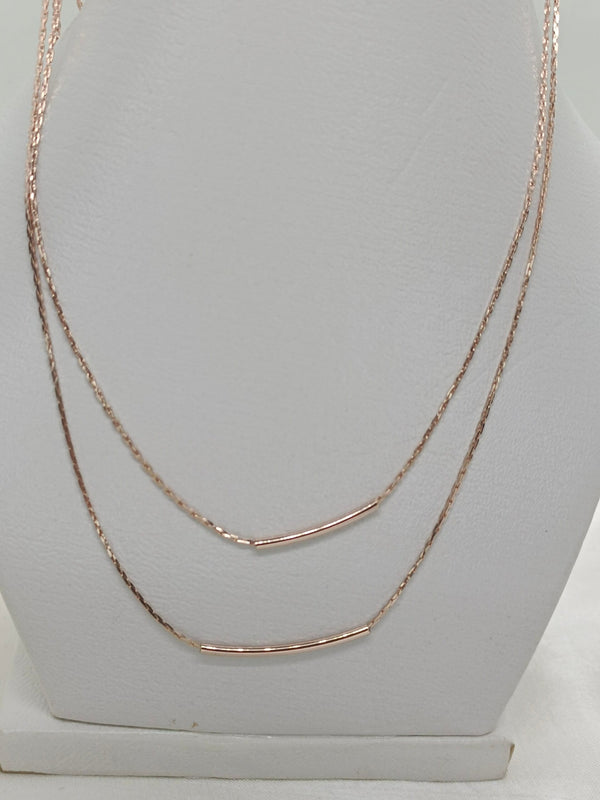 Modern Metal Bar Rose Gold Layered Necklace