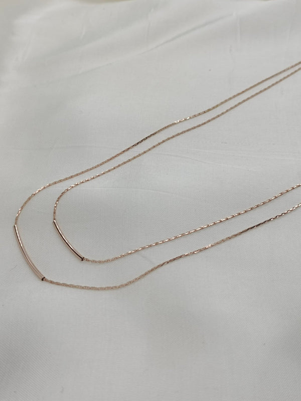 Modern Metal Bar Rose Gold Layered Necklace