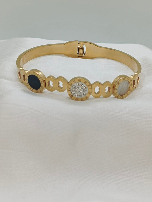 Stainless Steel Roman Numeral Stones Bangle