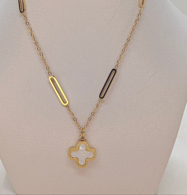 Stainless Steel Gold Color Chain Double Sided Pendant Necklace Fashion Jewelry Women's