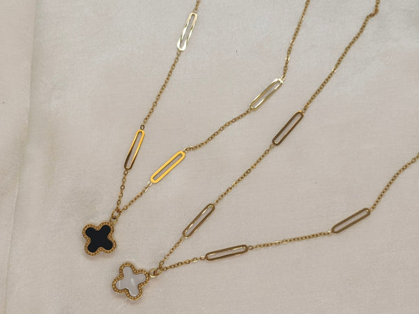 Stainless Steel Gold Color Chain Double Sided Pendant Necklace Fashion Jewelry Women's