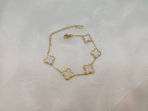 Classic Black Four Leaf Link Bracelet for Women Girls