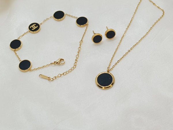 Fashion Simple Exquisite Round Black & White Enamel Stainless Steel Deal