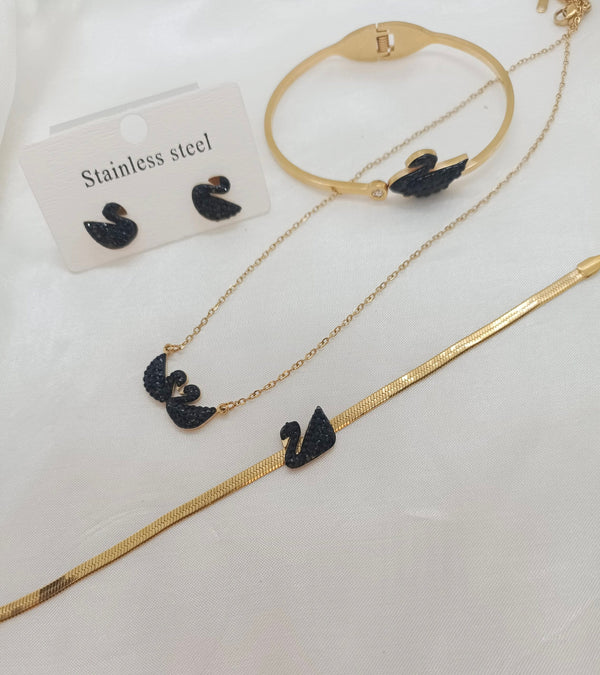 Premium Stainless steel Black Swan 4pcs Set