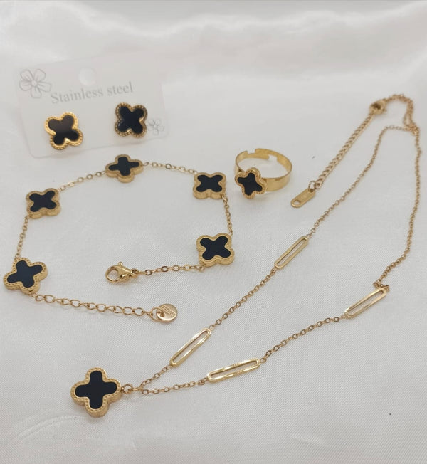 Stainless Steel Premium Clover Deal 4 pcs (White and Black)