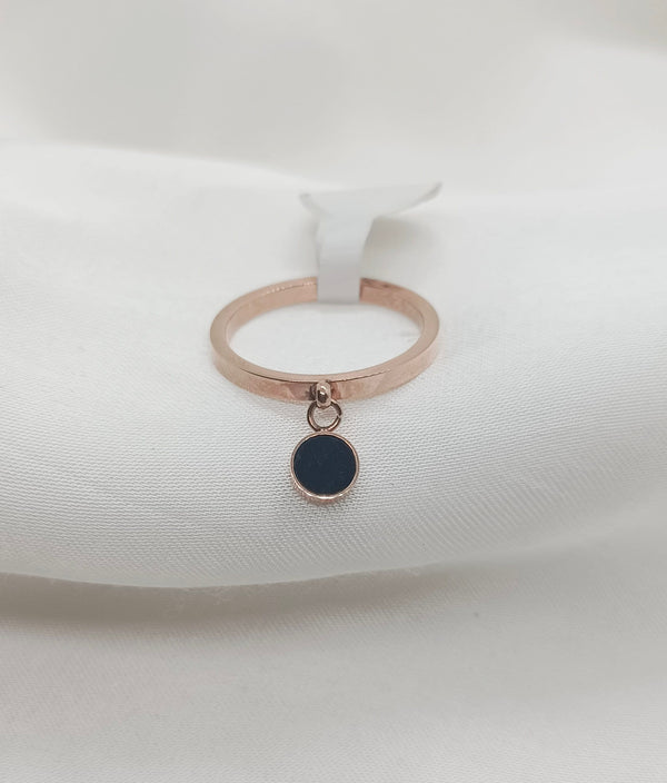 Stainless Steel Rose Gold Circle Drop Unique Ring