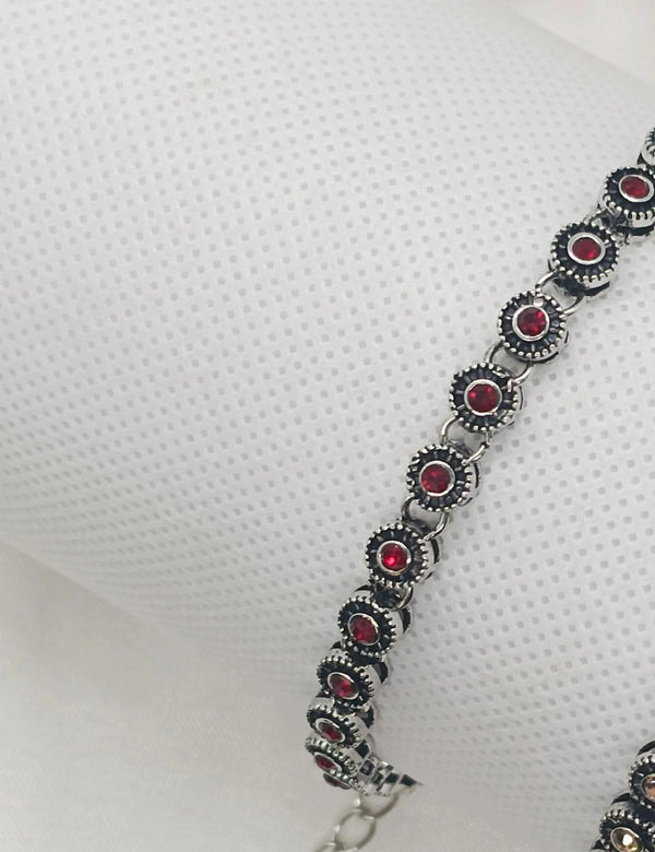Marcasite and Garnet Stones High Quality Bracelet