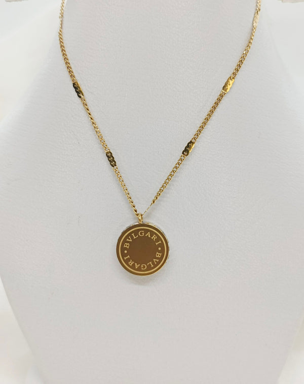 Stainless Steel Brand Inspired Stone Studded Disc Locket