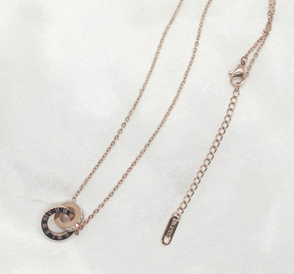 Roman Double Ring Rose Gold Stainless Steel Pendant