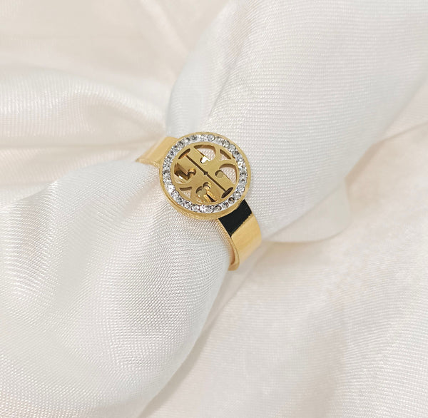 Elegant Shiny Stainless Steel Brand Inspired Ring