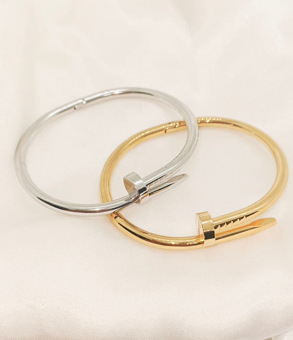 Stainless Steel Designer Luxury Nail Bangle(Silver & Golden)