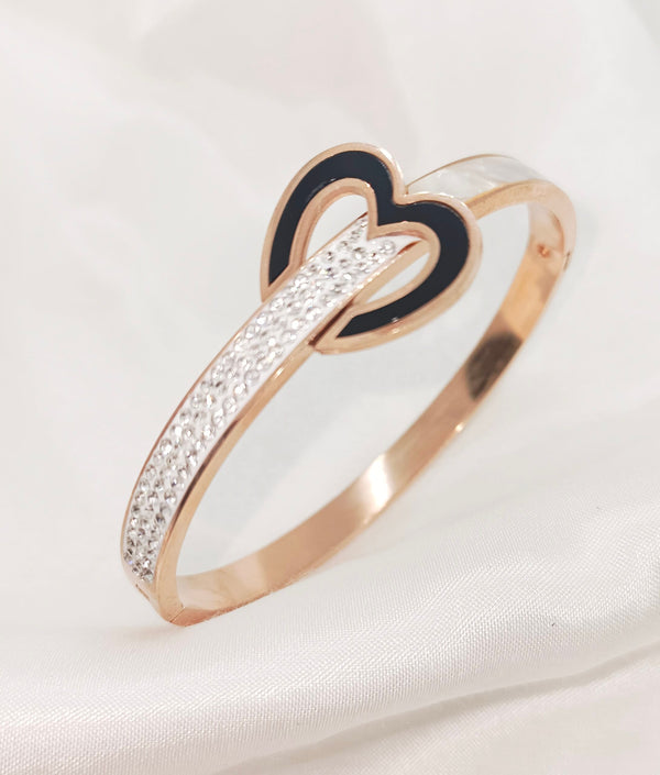 Stainless Steel Rose Stone Studded Gold Bangle