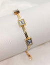 Sparkling Zircon Stone Stainless Steel Gold Plated Snake Chain Bracelet