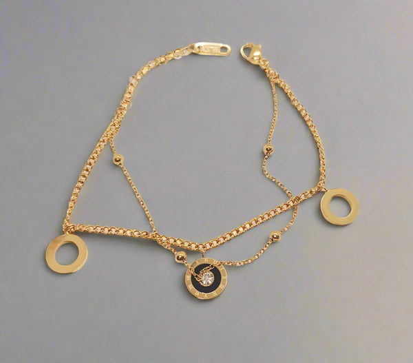 Stainless Steel Roman Numeral Charm Bracelet