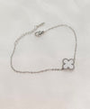 4 Leaf Clover Double Sided Stainless Steel Silver Bracelet