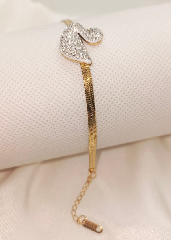 Stainless Steel Crystal Swan Snake Chain Bracelet