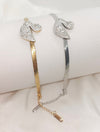 Stainless Steel Crystal Swan Snake Chain Bracelet