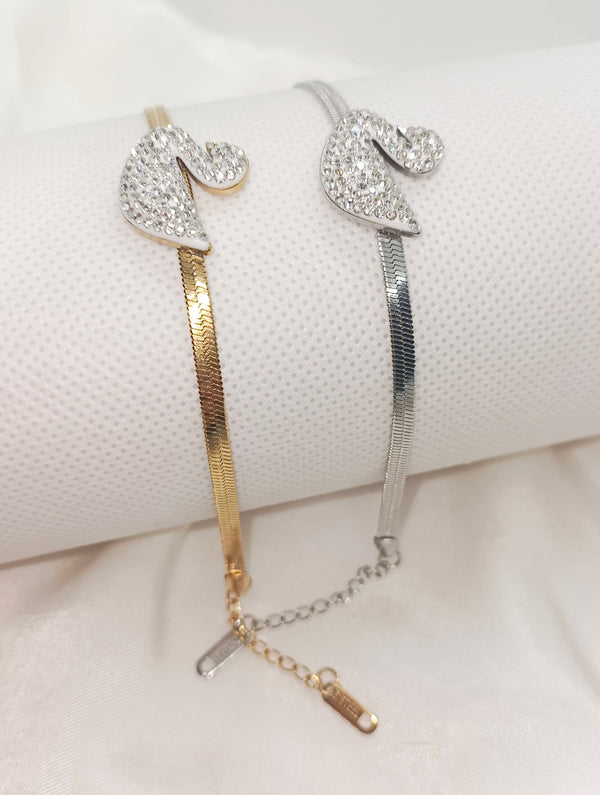 Stainless Steel Crystal Swan Snake Chain Bracelet