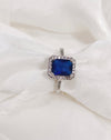 Sterling Silver Blue Square Stone Ring