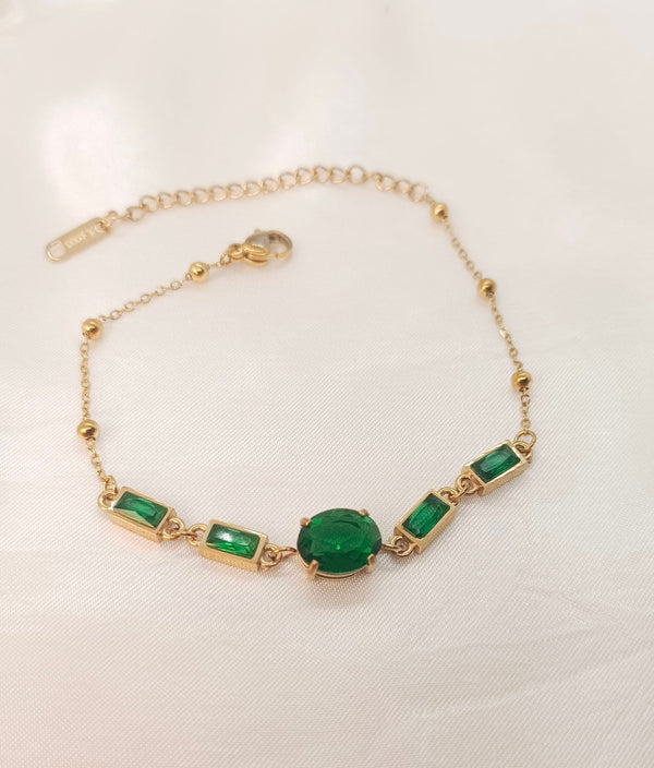 18k Gold Plated Non Tarnish Stainless Steel Colorful Zircon Bracelet 7 Colors