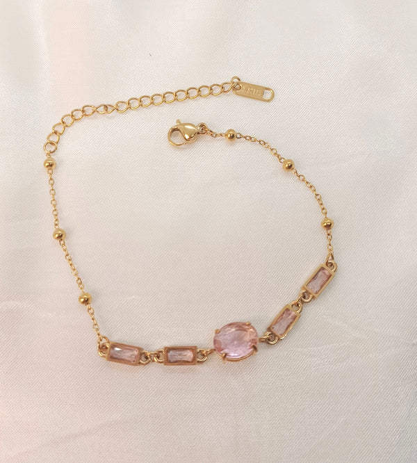 18k Gold Plated Non Tarnish Stainless Steel Colorful Zircon Bracelet 7 Colors