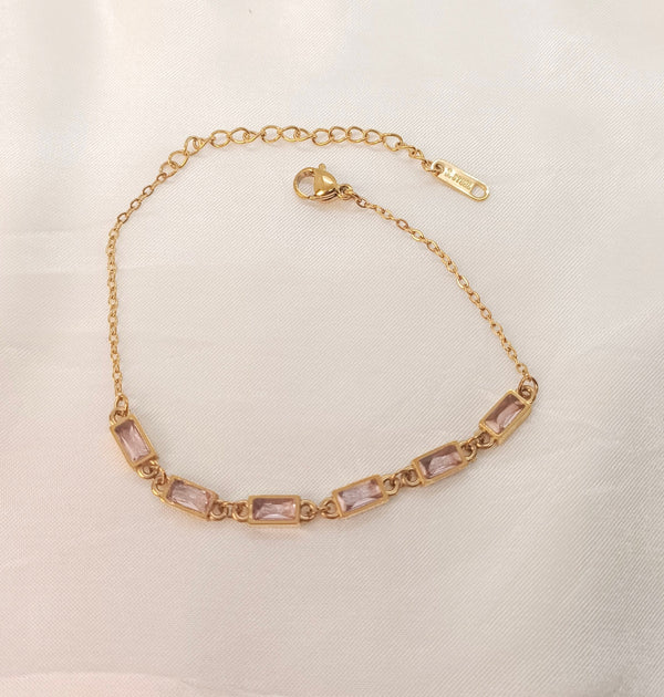 Stainless Steel Colorful Crystal Zircon Charm Bracelet For Women Girls Gold Plated Fashion Bracelet