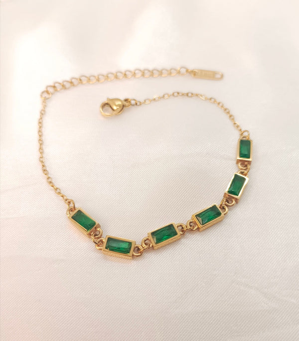 Stainless Steel Colorful Crystal Zircon Charm Bracelet For Women Girls Gold Plated Fashion Bracelet