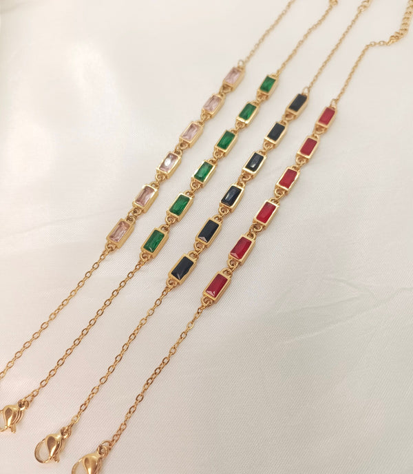 Stainless Steel Colorful Crystal Zircon Charm Bracelet For Women Girls Gold Plated Fashion Bracelet