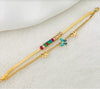 18k Gold Plated Non Tarnish Stainless Steel Double Layer Butterfly Charm Bracelet
