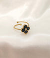 Stainless Steel Clover Stone Adjustable Ring