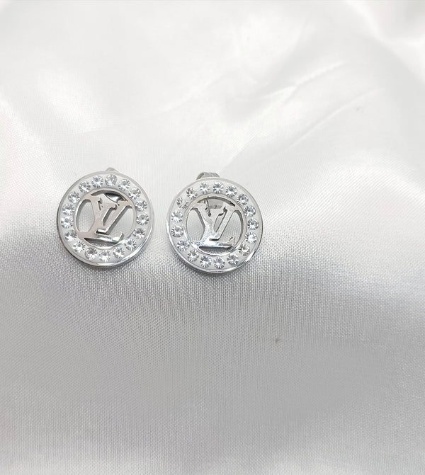 Stainless Steel LV Silver Stud Earrings