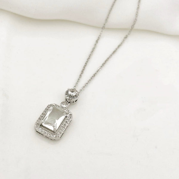 Luxury Stainless Steel Zirconia Pendant Necklace in 3 Different Colors