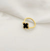 Classic Stainless Steel Double Sided Black Clover Ring