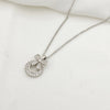 Stunning Crystal Silver Bow Stainless Steel Pendant Necklace