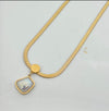 Minimalist 18kgold Titanium Steel Flat Chain Pearl Pendant Necklace For Women