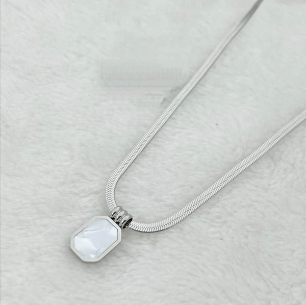 Premium Stainless Steel Silver Flat Snake Chain Necklace for Men & Women (Black & White)