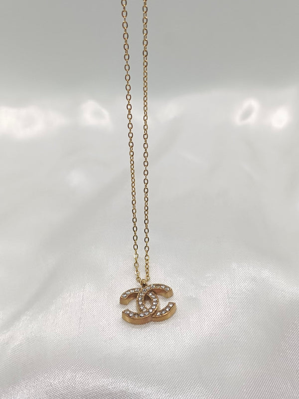 Stainless Steel CC Pendant Necklace