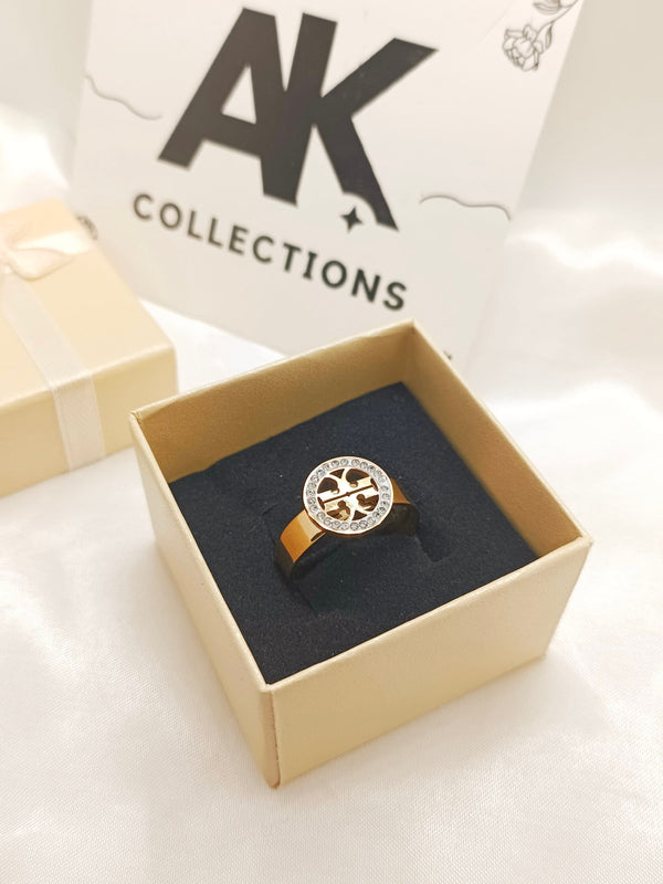 Elegant Shiny Stainless Steel Brand Inspired Ring