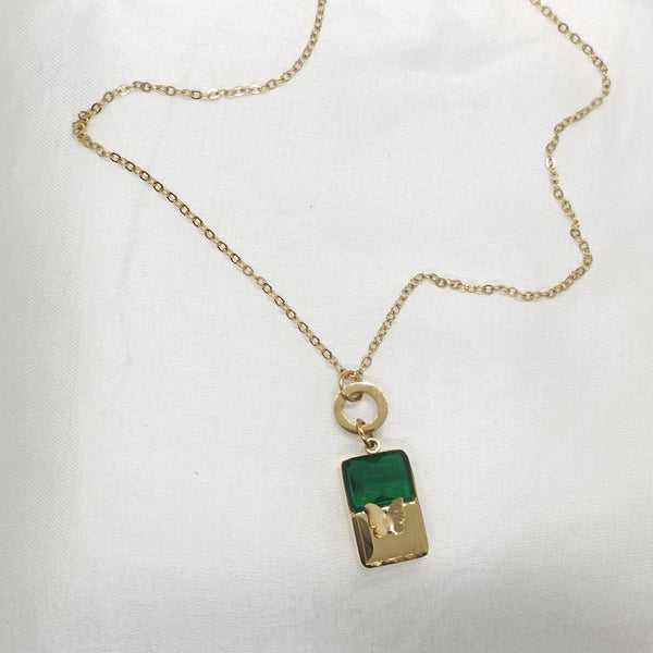 Luxury 18kgold plated Stainless Steel Butterfly Zircon Pendant